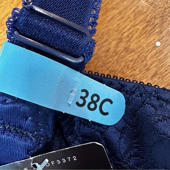 Bali Classic Support Bra Size 38C Navy Blue Sexy Lace Cool Comfort Feminine Bow - Picture 5 of 8